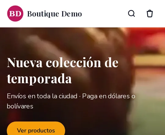 Portada de una tienda hecha con VentaClick